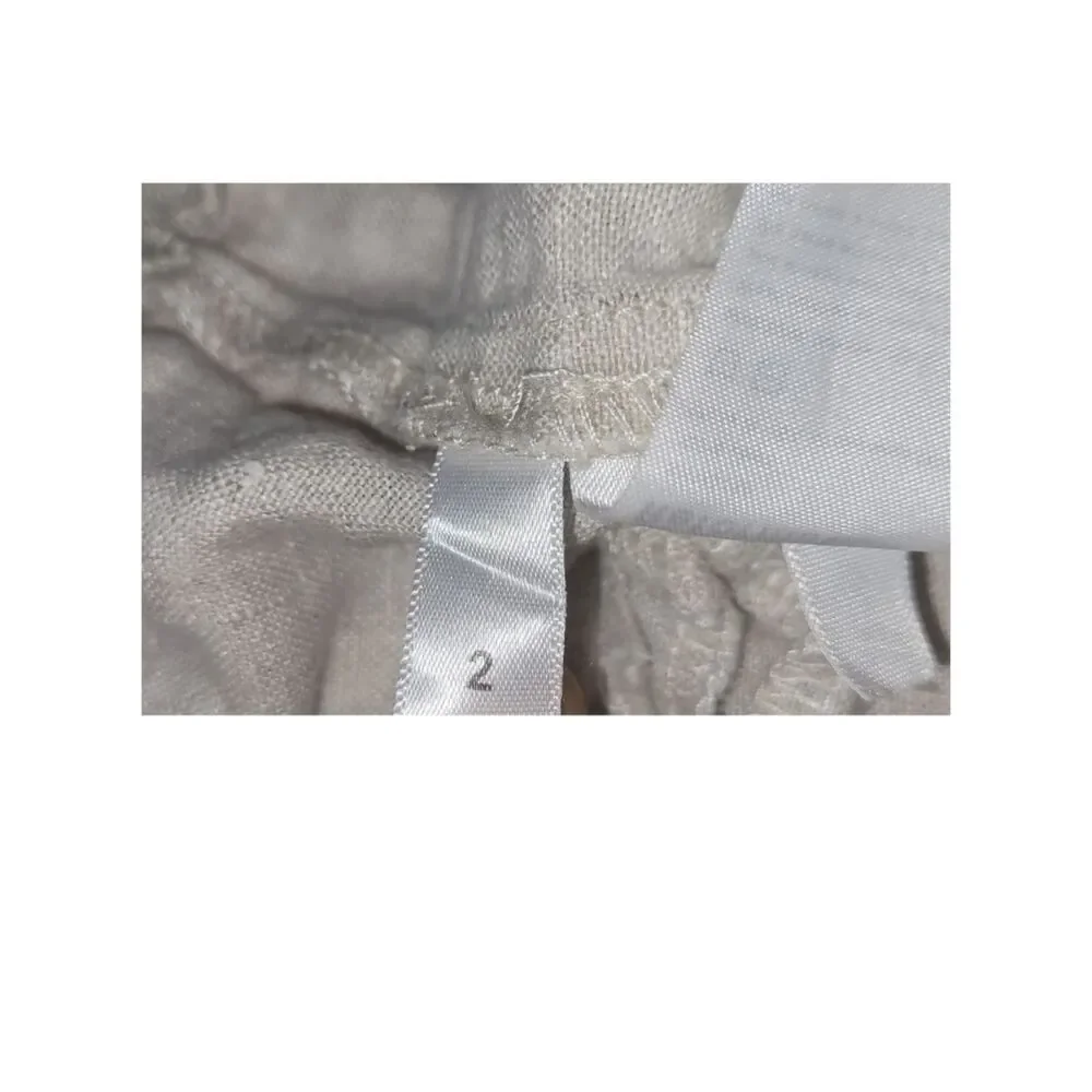 Reformation Linen Pants Size 2 Beige Oatmeal Ankle Tie 100% Linen